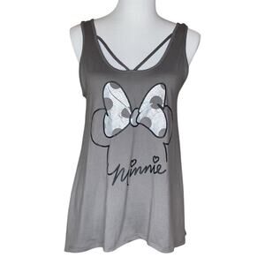 Disney Minnie Asymmetrical Hem Gray Tank Sz Med